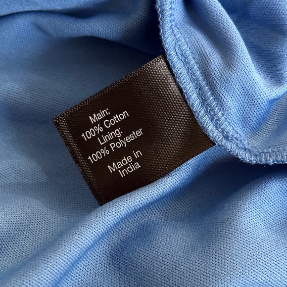 Lane Bryant 16 Blue Square Crochet Neck 3/4 Sleeve Peasant Blouse Top - Picture 6 of 7